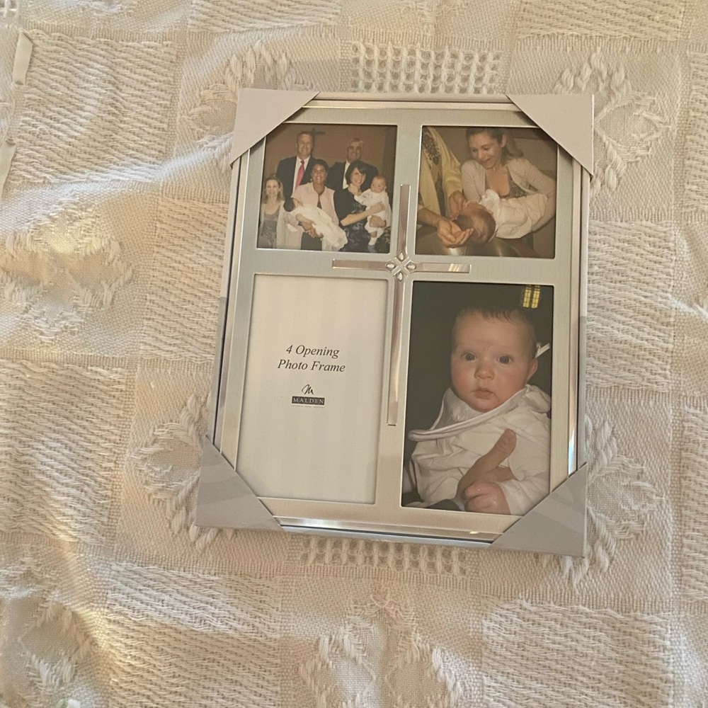 Baby Kisses Baptismal blanket & New Malden Silver Photo Frame